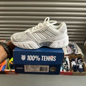 - K-SWISS Snekers for kids size 1 and 3.5  silver white color